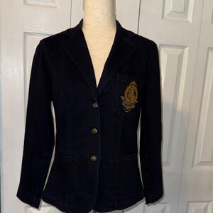 Ralph Lauren Dark Blue Blazer with Gold Crest Sz M